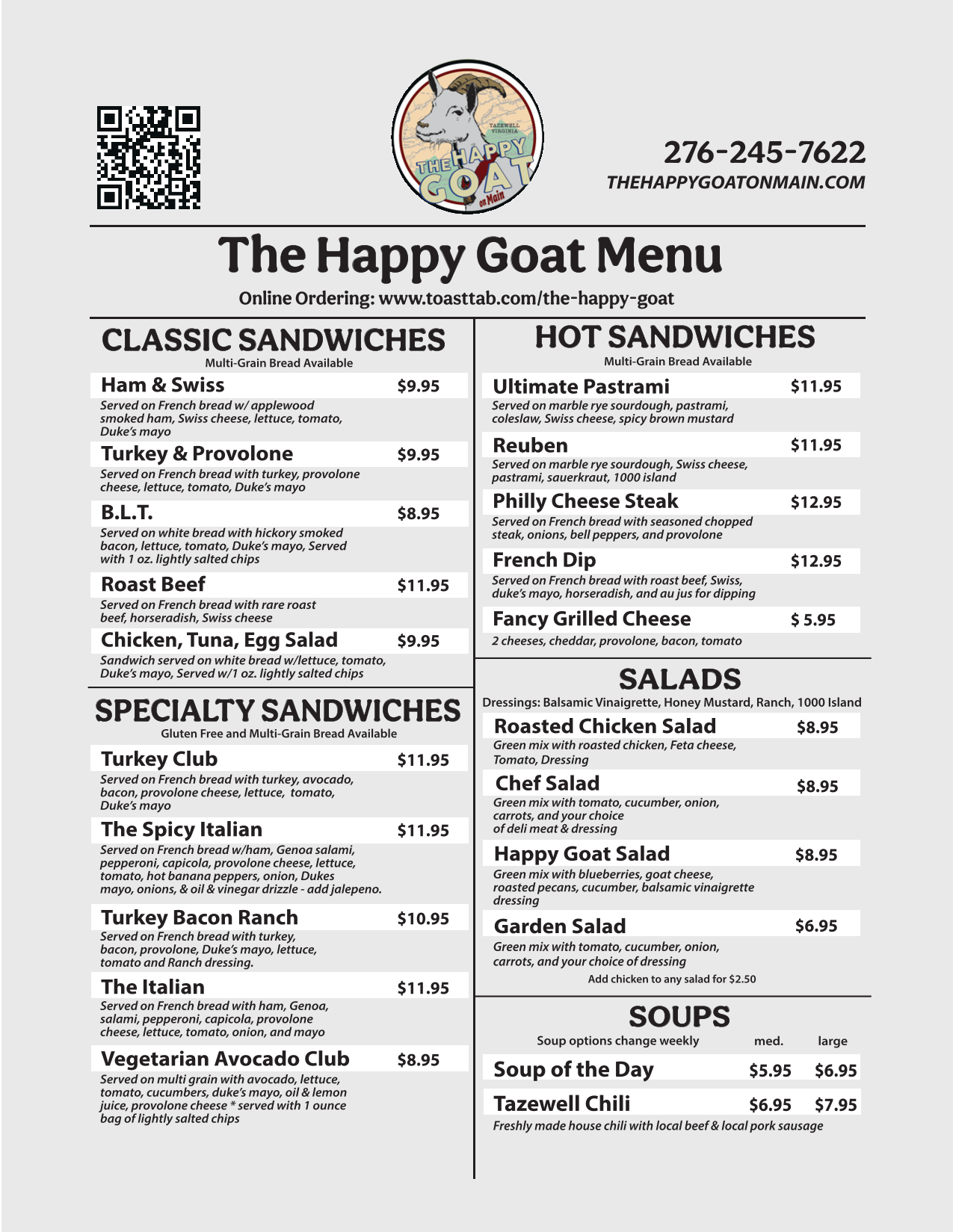 2025 Happy Goat Menu Page 2